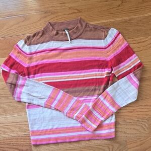 Free People Multicolor Striped Turtleneck